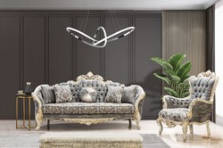 Luxus Barock Wohnzimmer Sofa Grau Antik Weiß Gold Luxury Baroque Living Room Sofa Gray Antique White Gold