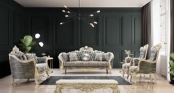 Luxus Barock Wohnzimmer Sofa Grau Antik Weiß Gold Luxury Baroque Living Room Sofa Gray Antique White Gold