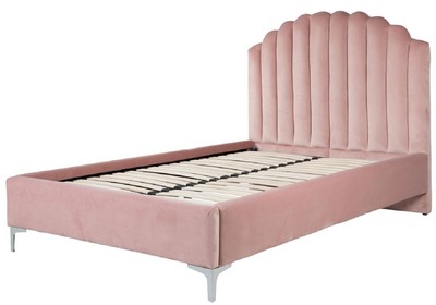 Casa Padrino luxury Art Deco double bed pink / silver 136 x 215 x H. 131 cm - Solid wood bed with fine velvet fabric - Luxury Bedroom furniture - Hotel furniture - Art Deco furniture