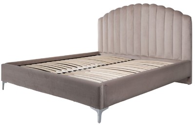 Casa Padrino luxury Art Deco double bed khaki / silver 195 x 218 x H. 130 cm - Solid wood bed with fine velvet fabric - Luxury Bedroom furniture - Hotel furniture - Art Deco furniture