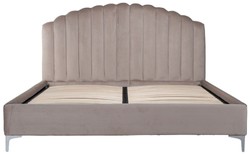 Casa Padrino luxury Art Deco double bed khaki / silver 195 x 218 x H. 130 cm - Solid wood bed with fine velvet fabric - Luxury Bedroom furniture - Hotel furniture - Art Deco furniture