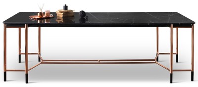 Casa Padrino luxury dining table black / copper 240 x 100 x H. 75 cm - Rectangular dining room table with marble top - Dining room furniture - Luxury furniture - Luxury dining room furnishings