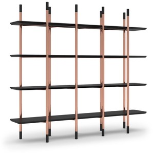Casa Padrino luxury shelf cabinet matt black / copper 300 x 46 x H. 210 cm - Bookcase - Living room cabinet - Office cabinet - Living room furniture - Office furniture - Luxury furniture