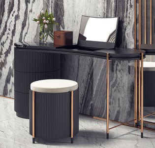 Casa Padrino luxury bedroom set matt black / copper - 1 Luxury Dressing Table with Makeup Mirror & 1 Luxury Stool - Bedroom furniture - Hotel furniture - Luxury furniture - Luxury furnishings