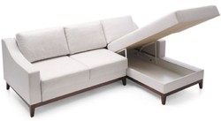 Casa Padrino luxury corner sofa white / dark brown 225 x 173 x H. 77 cm - Living room sofa with sleeping function - Living room furniture - Luxury furniture - Luxury interior