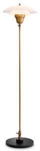 Casa Padrino lampadaire de luxe laiton antique / blanc / noir Ø 39 x H. 155 cm - Lampadaire avec abat jour rond en verre et socle en marbre - Lampadaires de luxe - Luminaires de luxe