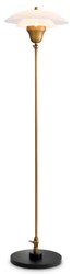 Casa Padrino lampadaire de luxe laiton antique / blanc / noir Ø 39 x H. 155 cm - Lampadaire avec abat jour rond en verre et socle en marbre - Lampadaires de luxe - Luminaires de luxe