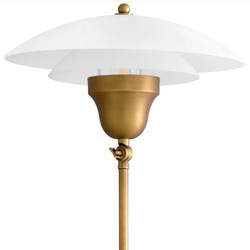 Casa Padrino lampadaire de luxe laiton antique / blanc / noir Ø 39 x H. 155 cm - Lampadaire avec abat jour rond en verre et socle en marbre - Lampadaires de luxe - Luminaires de luxe