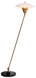 Casa Padrino lampadaire de luxe laiton antique / blanc / noir Ø 39 x H. 155 cm - Lampadaire avec abat jour rond en verre et socle en marbre - Lampadaires de luxe - Luminaires de luxe