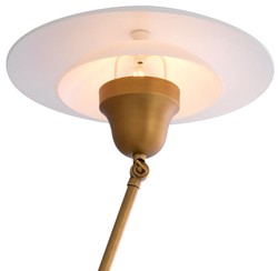 Casa Padrino lampadaire de luxe laiton antique / blanc / noir Ø 39 x H. 155 cm - Lampadaire avec abat jour rond en verre et socle en marbre - Lampadaires de luxe - Luminaires de luxe