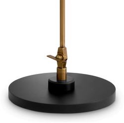 Casa Padrino lampadaire de luxe laiton antique / blanc / noir Ø 39 x H. 155 cm - Lampadaire avec abat jour rond en verre et socle en marbre - Lampadaires de luxe - Luminaires de luxe