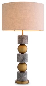 Luxus Tischleuchte Schreibtischleuchte Antik Messing Grau Creme Luxury Table Lamp Desk Lamp Antique Brass Gray Cream