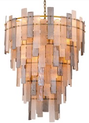 Casa Padrino luxury chandelier gray / antique brass Ø 114 x H. 141 cm - Round glass chandelier - Living room chandelier - Hotel chandelier - Luxury furniture - Luxury interior