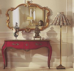 Casa Padrino console baroque de luxe bordeaux rouge / or antique - Console faite à la main avec 2 tiroirs - Meuble de salon de luxe de style baroque - Meuble baroque - Fabriqué en Italie