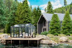 Casa Padrino Luxury Garden House Black 400 x 300 x H. 276.2 cm - Solid Wood Garden House with Glass Windows and Glass Doors - Greenhouse - Luxury Garden Houses - Luxury Greenhouses