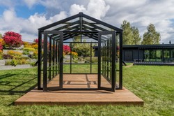 Casa Padrino Luxury Garden House Black 400 x 300 x H. 276.2 cm - Solid Wood Garden House with Glass Windows and Glass Doors - Greenhouse - Luxury Garden Houses - Luxury Greenhouses