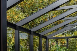 Casa Padrino Luxury Garden House Black 400 x 300 x H. 276.2 cm - Solid Wood Garden House with Glass Windows and Glass Doors - Greenhouse - Luxury Garden Houses - Luxury Greenhouses