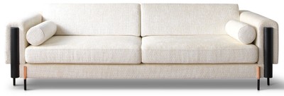 Casa Padrino sofá de lujo crema blanco / negro mate / cobre 260 x 107 x A. 78 cm - Sofá de salón - Sofá de hotel - Muebles de salón - Muebles de hotel - Muebles de lujo - Interiores de lujo