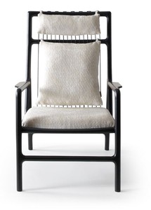Casa Padrino sillón de lujo crema blanco / negro mate 69 x 92 x A. 107 cm - Sillón de salón - Sillón de hotel - Muebles de salón - Muebles de hotel - Muebles de lujo - Interiores de lujo