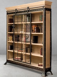 Luxus Industrie Stil Schrank Bücherschrank Naturfarben Schwarz Luxury industrial Style Cabinet Bookcase Natural Black