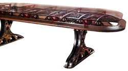 Casa Padrino escritorio de estilo industrial de lujo con tapa de vidrio plata / marrón / rojo 333 x 125 x A. 78,5 cm - Mesa de oficina de estilo industrial - Muebles de estilo industrial de lujo