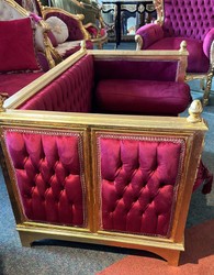 Casa Padrino baroque dog bed purple / gold - Handmade antique style dog bed - Magnificent dog furniture in baroque style - Antique style pet furniture - Baroque pet furniture
