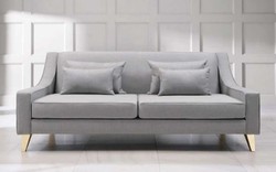 Casa Padrino luxury neoclassic sofa gray / gold 202 x 94 x H. 85 cm - Living room sofa - Hotel sofa - Living room furniture - Hotel furniture - Luxury furniture - Neoclassic furniture