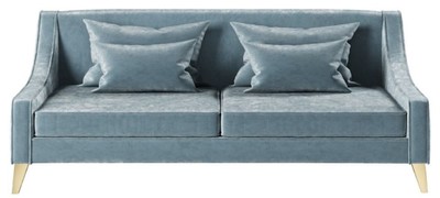 Casa Padrino sofá neoclásico de lujo azul claro / oro 152 x 97 x A. 85 cm - Sofá de salón - Sofá de hotel - Muebles de salón - Muebles de hotel - Muebles de lujo - Muebles neoclásicos