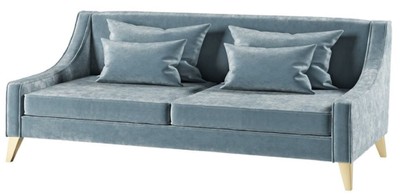 Casa Padrino Luxus Neoklassik Sofa Hellblau / Gold 152 x 97 x H. 85 cm - Wohnzimmer Sofa - Hotel Sofa - Wohnzimmer Möbel - Hotel Möbel - Luxus Möbel - Neoklassik Möbel