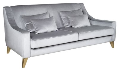 Casa Padrino Luxus Neoklassik Sofa Silber / Gold 202 x 94 x H. 85 cm - Wohnzimmer Sofa - Hotel Sofa - Wohnzimmer Möbel - Hotel Möbel - Luxus Möbel - Neoklassik Möbel