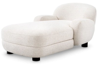 Casa Padrino Chaise Longue de Lujo Blanco / Negro 95 x 170 x A. 69 cm - Salón Reclinable - Recamier - Muebles de Salón - Muebles de Lujo - Calidad de Lujo