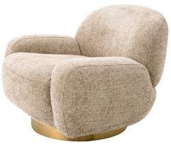 Casa Padrino luxury swivel armchair sand / brass 95 x 90 x H. 70 cm - Living room armchair - Hotel armchair - Living room furniture - Hotel furniture - Luxury furniture - Luxury quality