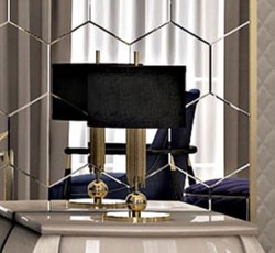 Casa Padrino lampe de table de luxe or / noir Ø 30 x H. 40 cm - Lampe de bureau en métal avec abat jour rond - Luminaire de luxe - Meuble de luxe - Intérieur de luxe