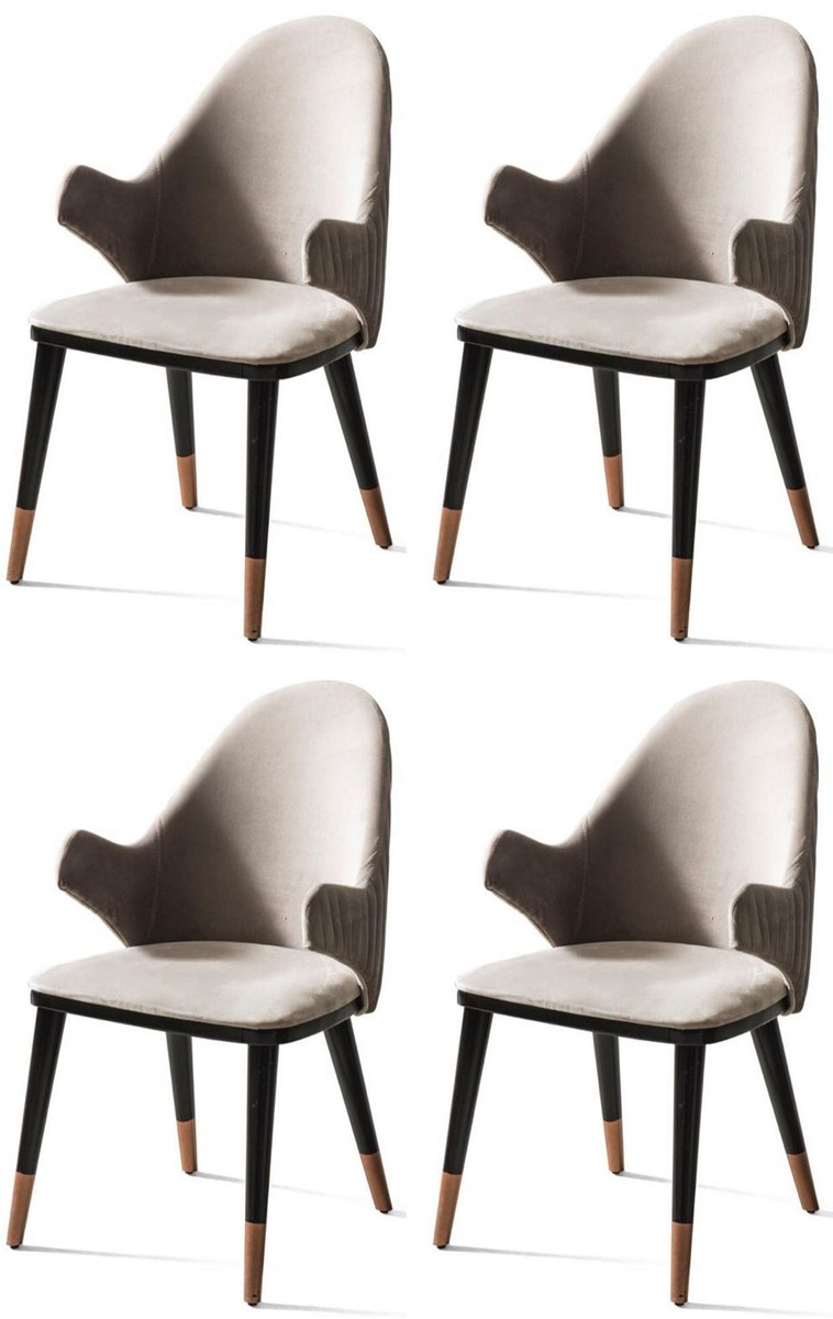 Casa Padrino ensemble de 4 chaises de salle à manger de luxe avec accoudoirs gris / noir / cuivre 52 x 52 x H. 88 cm - Meuble de salle à manger - Meuble de restaurant - Meuble de luxe Casa Padrino ensemble de 4 chaises de salle à manger de luxe avec accoudoirs gris / noir / cuivre 52 x 52 x H. 88 cm - Meuble de salle à manger - Meuble de restaurant - Meuble de luxe