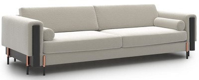 Casa Padrino sofá de lujo crema blanco / negro mate / cobre 220 x 107 x A. 78 cm - Sofá de salón - Sofá de hotel - Muebles de salón - Muebles de hotel - Muebles de lujo - Interiores de lujo