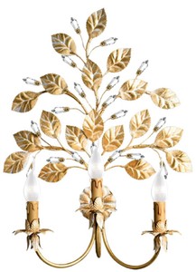 Casa Padrino lampada da parete barocco di lusso oro / bianco 45 x 17 x A. 60 cm - Elegante lampada da parete in stile barocco con vetro cristallo Swarovski - Luci barocche - Fatto in Italia