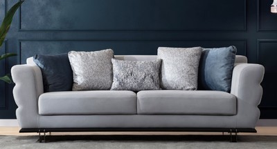 Casa Padrino luxury sofa gray / black 230 x 102 x H. 88 cm - Living room sofa - Hotel sofa - Living room furniture - Living room furnishings - Hotel furniture - Luxury furniture
