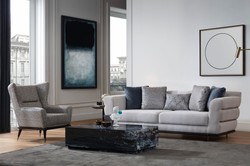 Casa Padrino poltrona di lusso grigio / nero 92 x 90 x A. 91 cm - Poltrona soggiorno - Poltrona hotel - Mobile soggiorno - Mobile hotel - Mobile di lusso - Arredi lusso