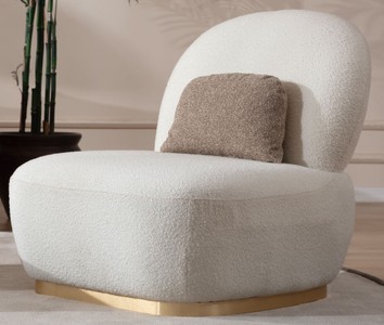 Casa Padrino luxury armchair white / brass 87 x 102 x H. 85 cm - Living room armchair - Hotel armchair - Living room furniture - Hotel furniture - Luxury furniture - Luxury furnishings