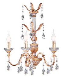 Casa Padrino lampada da parete barocco di lusso oro con patina / argento 45 x 28 x A. 64 cm - Elegante lampada da parete in stile barocco - Luci barocche - Fatto in Italia