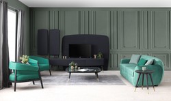 Casa Padrino luxury armchair green / black 73 x 80 x H. 75 cm - Living room armchair - Hotel armchair - Living room furniture - Hotel furniture - Luxury furniture - Luxury furnishings