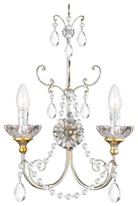 Casa Padrino lampada da parete doppio di lusso argento antico / oro antico 35 x 13 x A. 49 cm - Lampada da parete in stile barocco con cristallo Swarovski - Luci barocche - Fatto in Italia