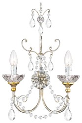 Casa Padrino lampada da parete doppio di lusso argento antico / oro antico 35 x 13 x A. 49 cm - Lampada da parete in stile barocco con cristallo Swarovski - Luci barocche - Fatto in Italia