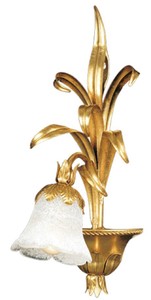 Casa Padrino lampada da parete di lusso oro con patina / bianco 22 x 25 x A. 49 cm - Elegante lampada da parete in stile barocco con vetro di Murano - Luci barocche - Fatto in Italia