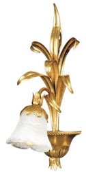 Casa Padrino lampada da parete di lusso oro con patina / bianco 22 x 25 x A. 49 cm - Elegante lampada da parete in stile barocco con vetro di Murano - Luci barocche - Fatto in Italia