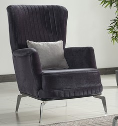 Casa Padrino sillón de lujo púrpura / negro / plata 70 x 75 x A. 80 cm - Sillón de salón - Sillón de hotel - Muebles de salón - Muebles de hotel - Muebles de lujo - Interiores de lujo
