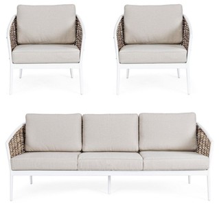 Luxus Garten Terrassen Möbel Set Grau Weiß Braun Luxury Garden Terraces Furniture Set Gray White Brown
