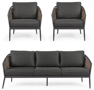 Luxus Garten Terrassen Möbel Set Anthrazit Braun Luxury Garden Terraces Furniture Set Anthracite Brown