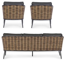 Casa Padrino set di mobili da giardino di lusso antracite / marrone - 1 Divano da Giardino di lusso e 2 Poltrone da Giardino di lusso - Mobili da hotel - Mobili da piscina - Mobili di lusso
