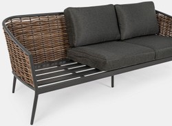 Casa Padrino set di mobili da giardino di lusso antracite / marrone - 1 Divano da Giardino di lusso e 2 Poltrone da Giardino di lusso - Mobili da hotel - Mobili da piscina - Mobili di lusso